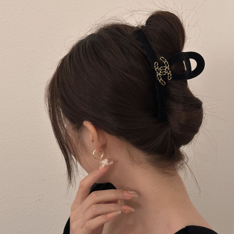 Kẹp Tóc Mỏ Vịt Hình oval Màu Đen Phong Cách retro Pháp