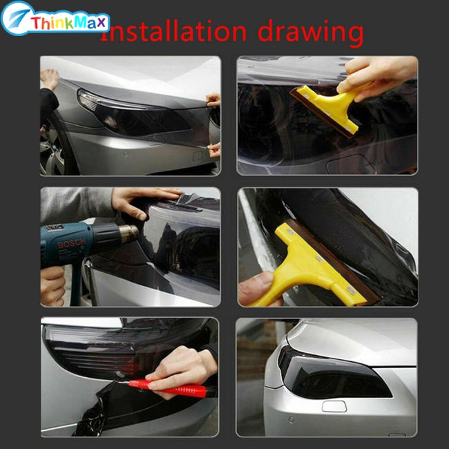 Phim vinyl Màu Đen Mờ Dán Đèn Pha Xe Hơi 30 * 100cm