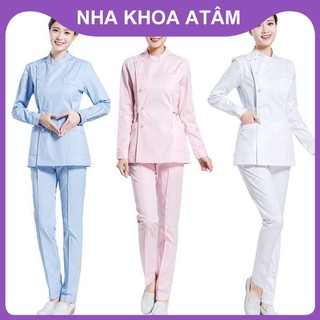 Đồng phục y tá chia bộ đồ dài tay nữ phong cách thu đông nha khoa bác sĩ răng miệng thẩm mỹ - Nha Khoa ATâm