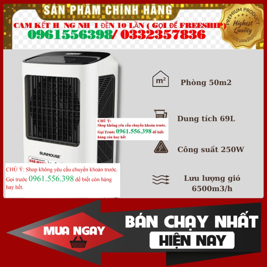 'New'  Quạt công nghiệp hơi nước sunhouse SHD7768/7768W 250W 69L , Quạt hơi nước công nghiệp sunhouse