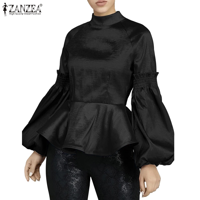Zanzea Áo Sơ Mi Tay Phồng Cổ Đứng Viền Bèo Thời Trang Cho Nữ