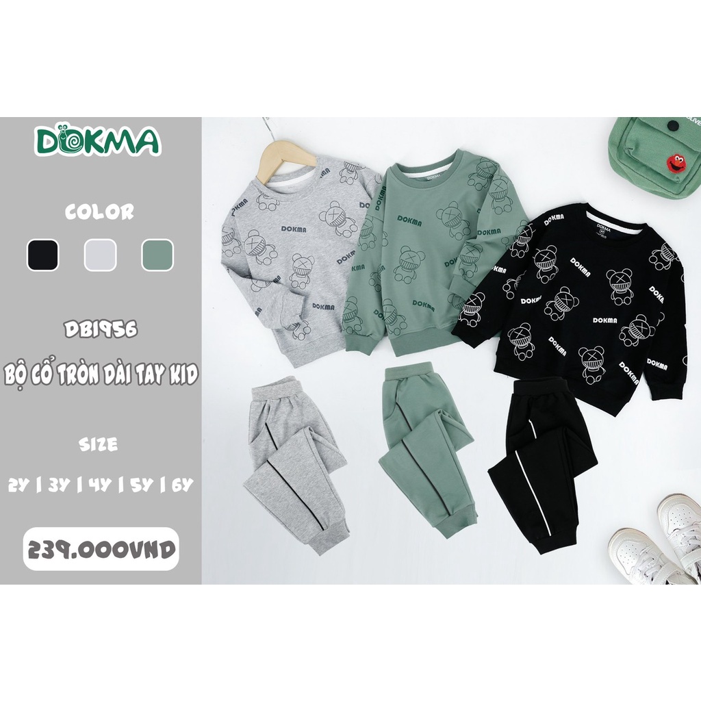 DOKMA - Bộ quần áo dài tay kid chất nỉ cho bé từ 2 tuổi đến 6 tuổi