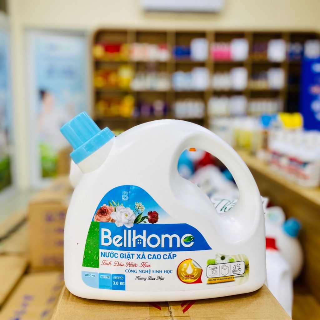 Nước Giặt Xả Bell Home 3KG Cao Cấp Với Công Nghệ Sinh Học Đậm Đặc Lưu Hương Diệt Khuẩn