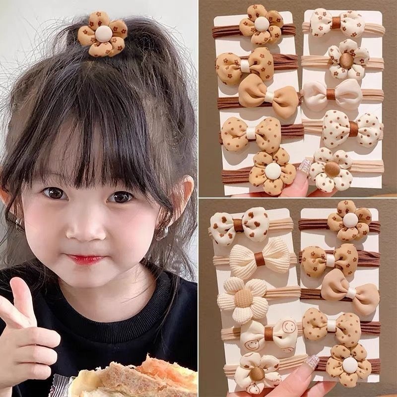 Set 5 Dây Buộc Tóc Co Giãn Nhiều Màu Sắc Cho Bé Gái