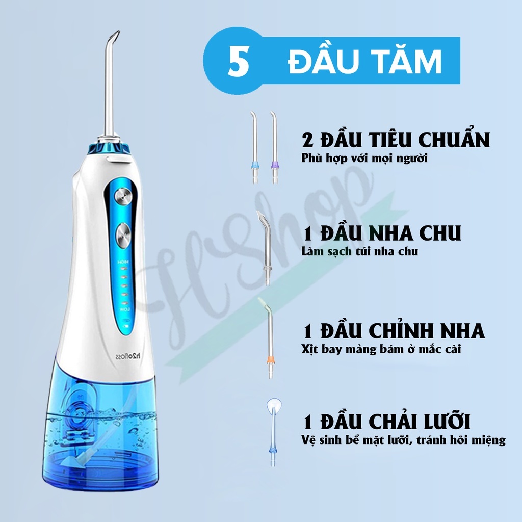 Máy Tăm Nước H2ofloss HF-9P Tăm Nước Cầm Tay Dụng cụ vệ sinh răng miệng (chính hãng)