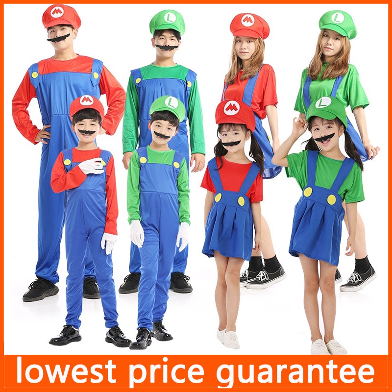 Bộ Áo Liền Quần Hóa Trang mario luigi bros Dịp halloween Cho Người Lớn Và Trẻ Em