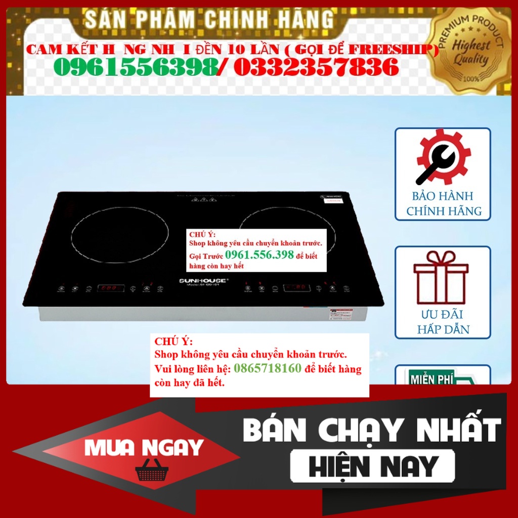 * [CHÍNH HÃNG] Bếp từ đôi Sunhouse SHB9101, bếp điện từ đôi lắp âm Sunhouse