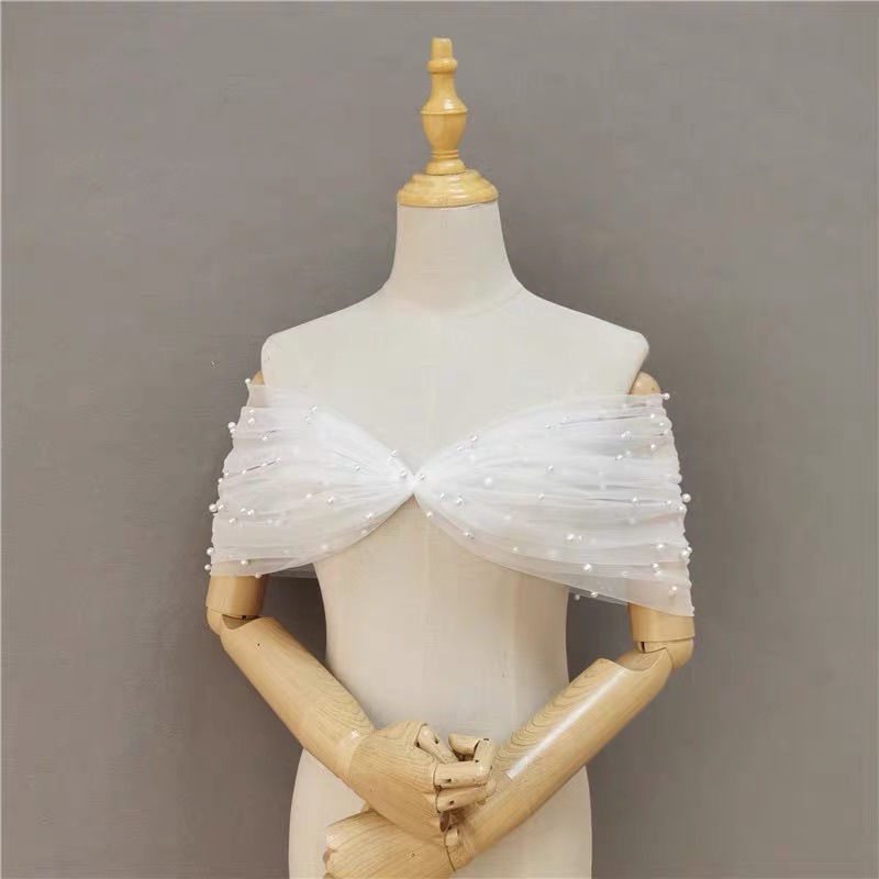 Khăn Choàng Dạ Hội Đính Hạt Kèm Vỏ Bọc Cánh Tay Cho Cô Dâu