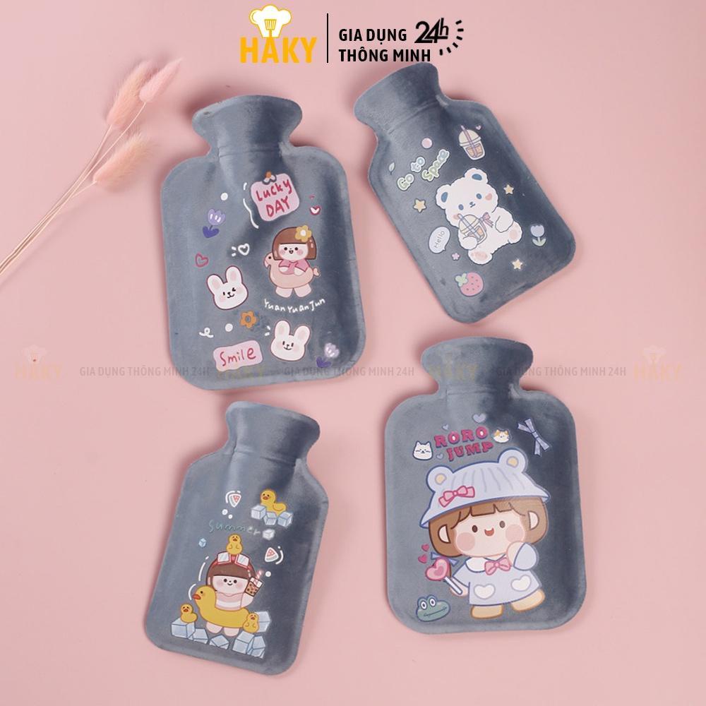 Túi chườm nóng lạnh hoạt hình dễ thương 450ml túi đa năng chườm nóng giảm đau bụng kinh, chườm lạnh hạ sốt HAKY047