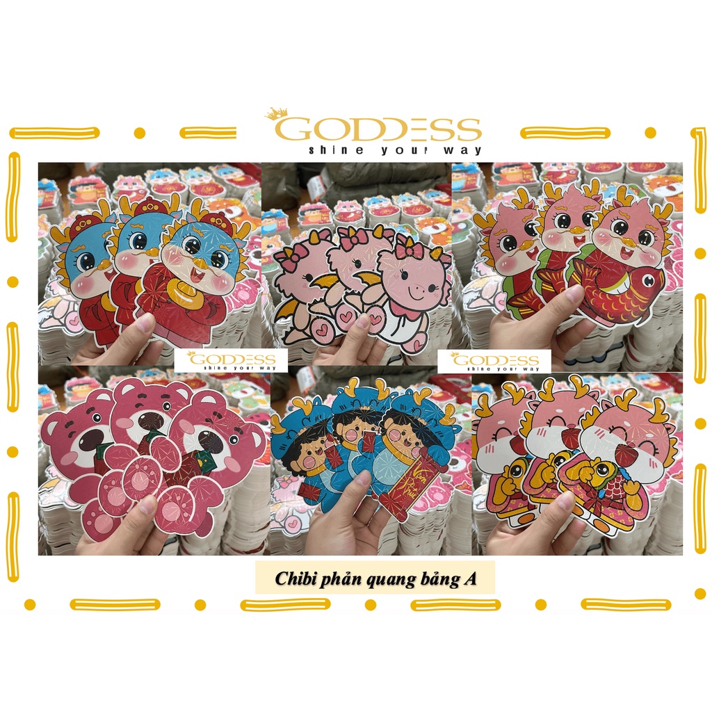 Bao Lì Xì Chibi Chipi - Combo 10 cái Lì Xì Hoạt Hình Tết GIÁP THÌN 2024 Con Rồng Dễ Thương Phản Quang Lấp Lánh Giá Sỉ