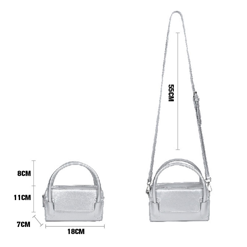 YADOU Túi Đeo Chéo Da pu Hình Vuông Cỡ Nhỏ Màu Bạc Phong Cách Hàn Quốc Thời Trang Cho Nữ