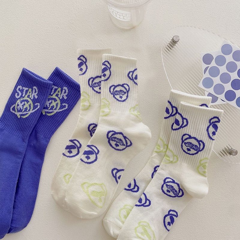 Dễ Thương Vớ Thể Thao In Hình Mặt Cười Phong Cách Hàn Quốc Thời Trang Xuân Thu Cho Nữ