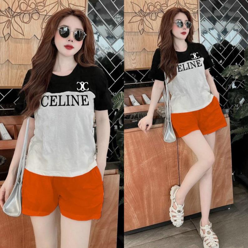 SP BỘ SHORT NỮ CAO CẤP ÁO THÊU CHỮ . SHABU