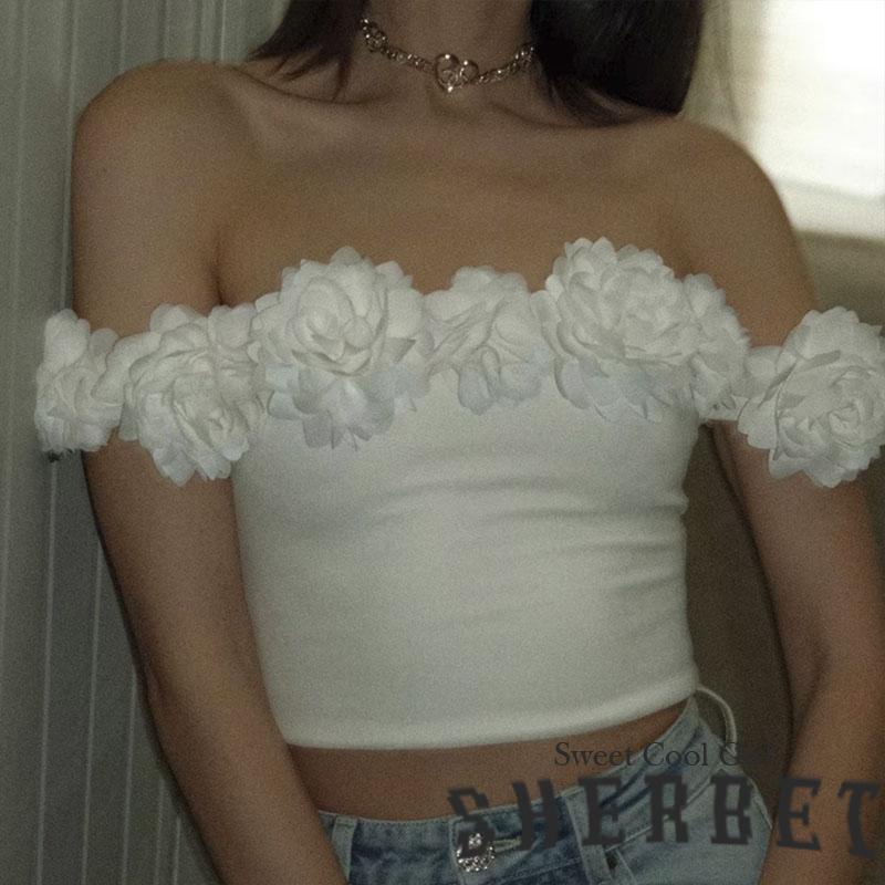 Laa8-áo Ống Không Tay Trang Trí Hoa 3d Mùa Hè Cho Nữ