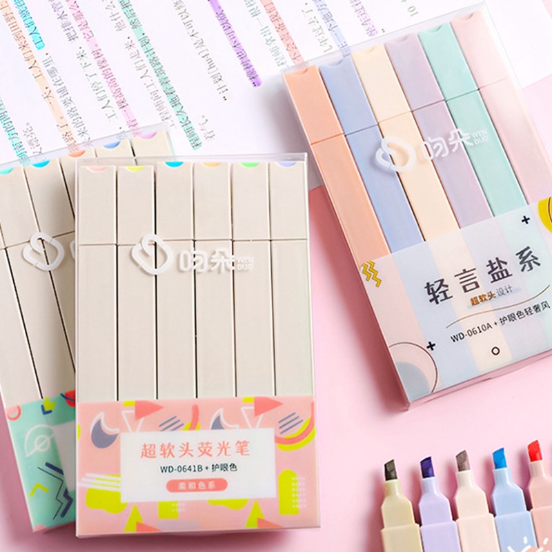 Set 6 Bút Đánh Dấu Nhiều Màu Sắc Xinh Xắn