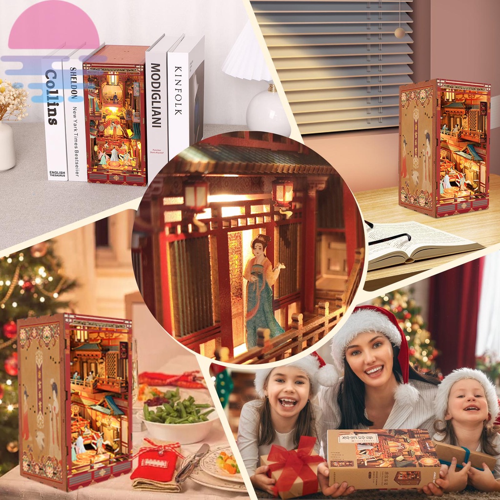 Diy Bộ Đồ Chơi Lắp Ráp Kệ Sách 3d Bằng Gỗ Có Đèn led diy Cho Nhà Búp Bê Trên 14 Tuổi shopskc5406