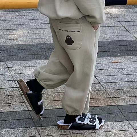 Aiyaya bộ bé gái Quần áo họa tiết hoạt hình + quần xám Phong cách dễ thương và ngọt ngào ăn mặc thoải mái In ấn thời trang mùa thu