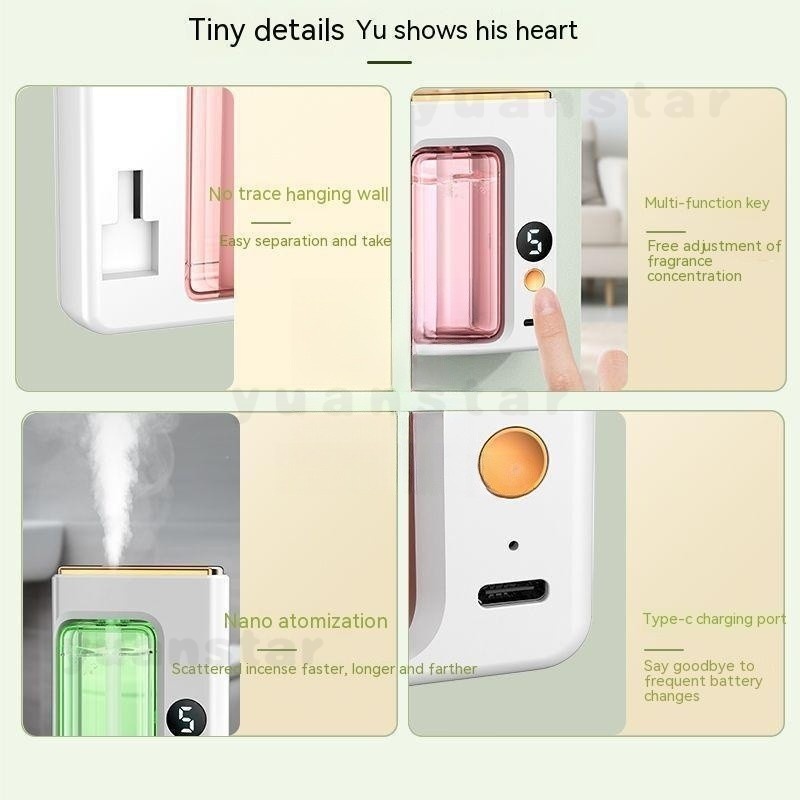 Máy Khuếch Tán Tinh Dầu Sóng Siêu Âm Không Dây mini Hiển Thị Kỹ Thuật Số Cho Nhà Vệ Sinh