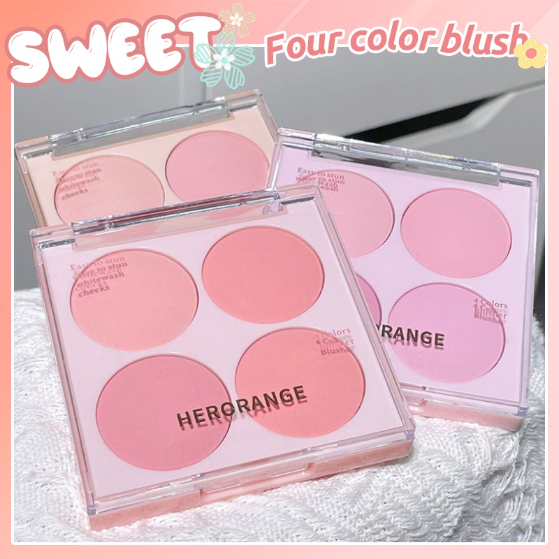 Derf Bảng Phấn Má Hồng 4 Màu Tự Nhiên Làm Sáng Da Chống Thấm Nước