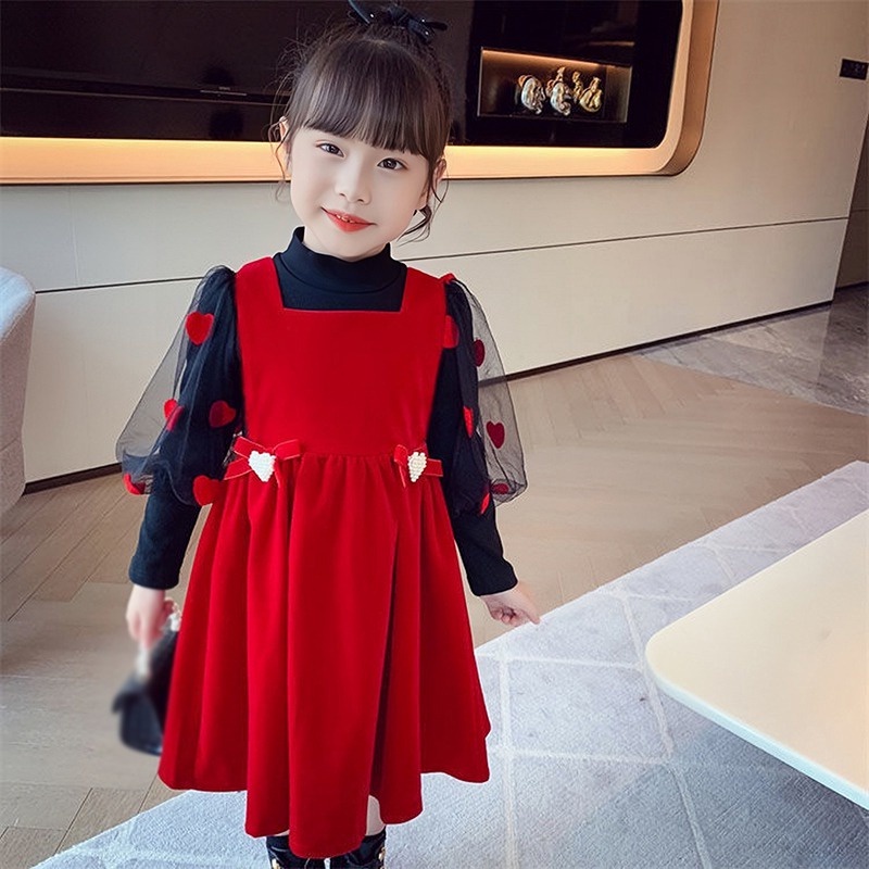 Set Đồ 2 Món Gồm Áo cotton Tay Phồng + Váy Yếm Cho Bé Gái