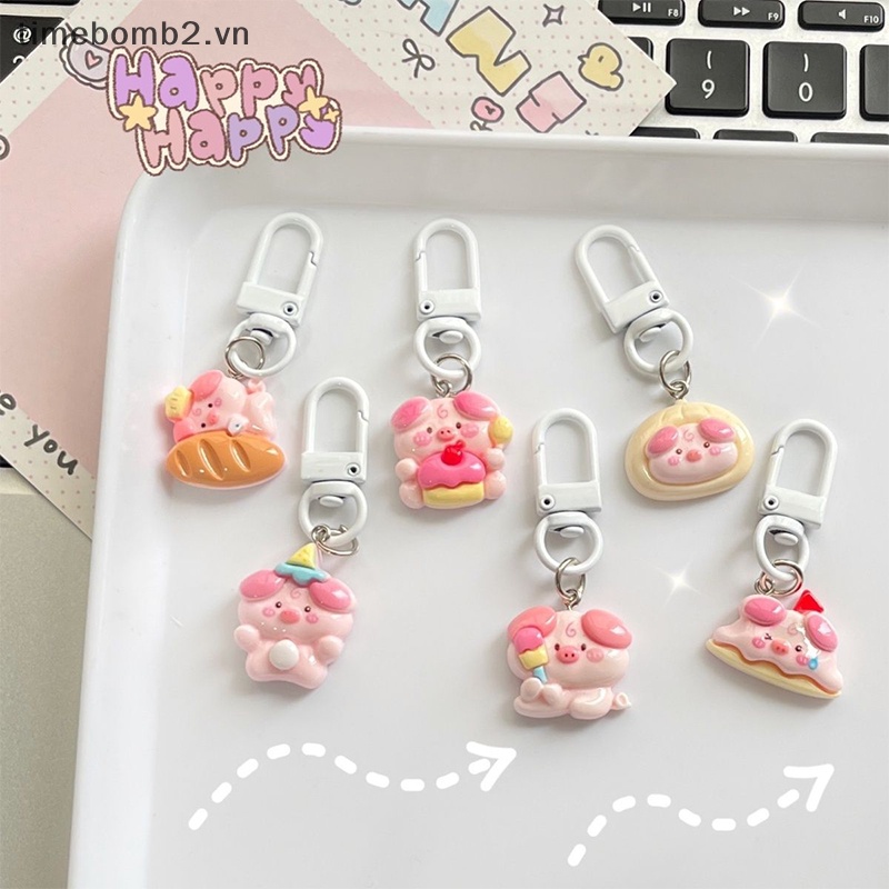 Móc Khóa Hình Chú Heo Dễ Thương Trang Trí Ba Lô / Xe Hơi Quà Tặng ~