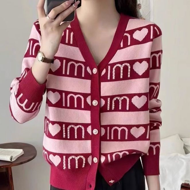 Áo Khoác cardigan Cổ v Tay Dài In Chữ Thời Trang Xuân Thu 2023