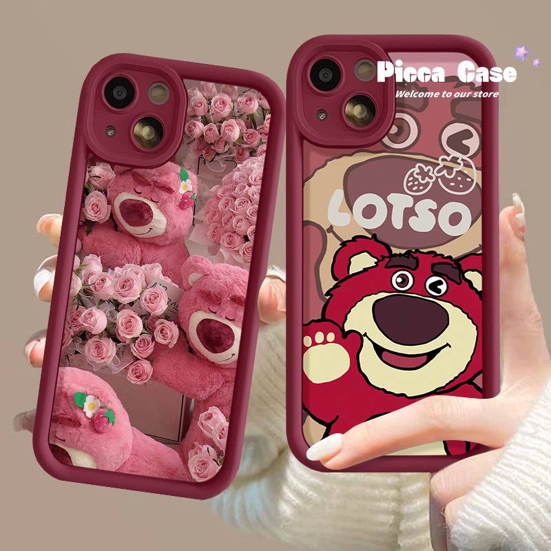 Hoạt Hình Ốp Điện Thoại Chống Sốc Hình Gấu Dâu Tây Cho iphone 15 13 11 14 12 pro max 7plus xr 8 6s 7 6 plus x xs max se 2020