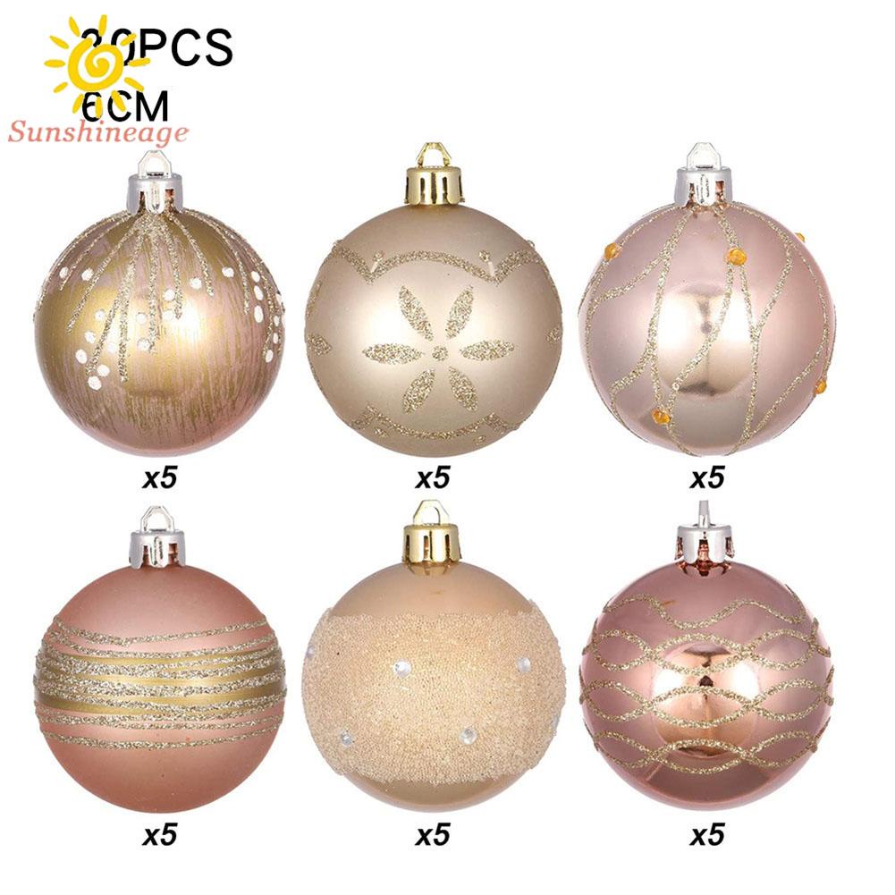 Bộ 30 Trái Châu Màu Vàng Hồng Kích Thước 6cm Dùng Trang Trí Cây Thông Giáng Sinh
