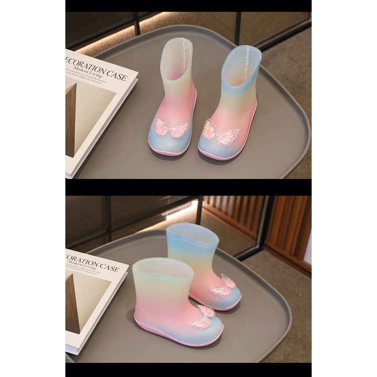 Giày Bốt Cao Su Đi Mưa Thời Trang Dành Cho Bé Gái Mẫu Giáo 2-7 Tuổi