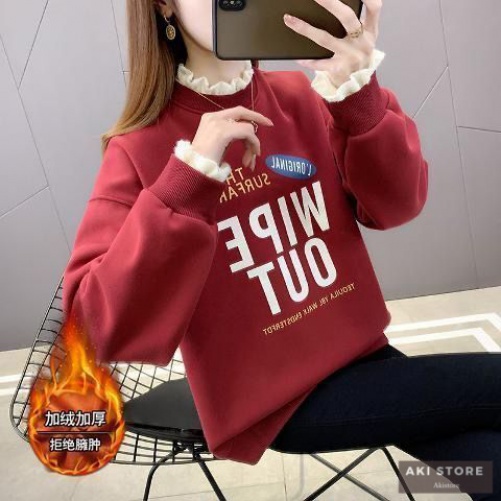 Áo Hoodie Giả Hai Lớp Lót Nhung Dày Dặn Dáng Rộng Thời Trang Thu Đông Mới Cho Nữ