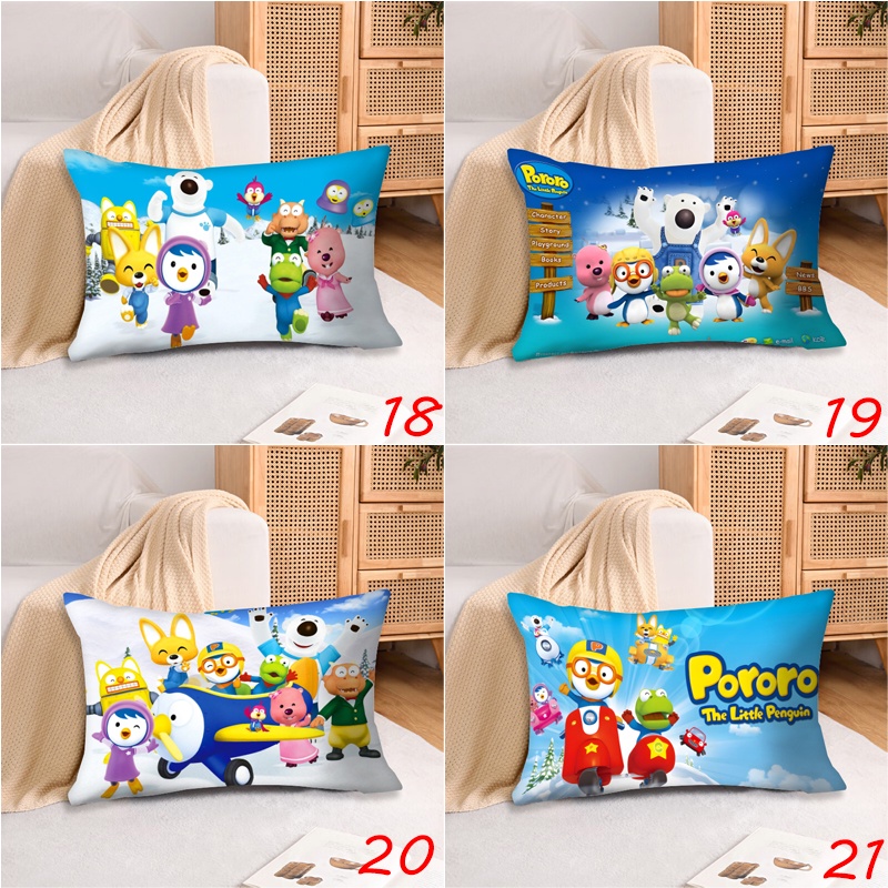 Vỏ Gối Hình Chữ Nhật Bằng polyester In Hình Chim Cánh Cụt pororo Một Mặt Trang Trí Nhà Cửa