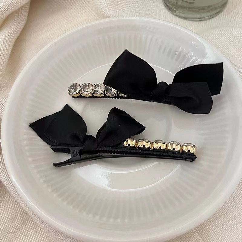 Kẹp Tóc Nơ Nhung Đính Đá Phong Cách Hàn Quốc y2k Dễ Thương