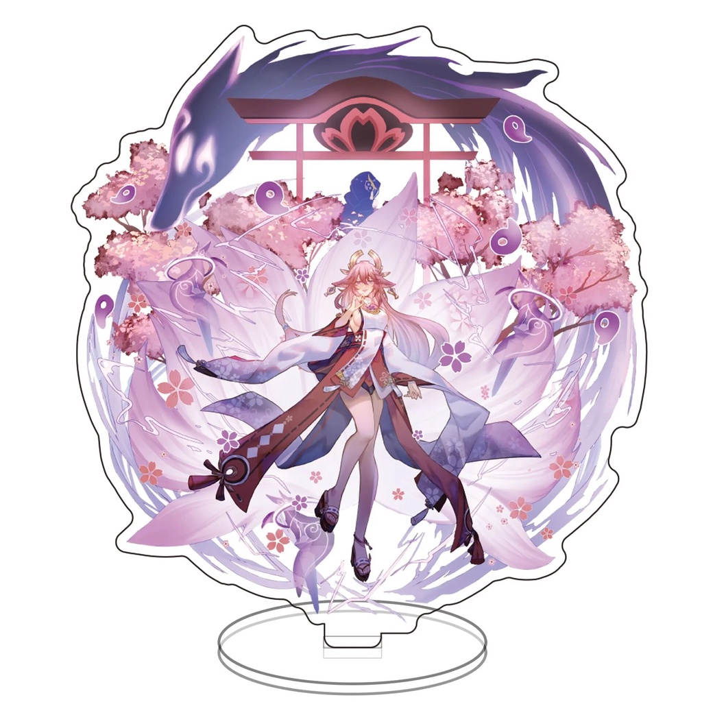 Mô hình Standee Genshin Impact Raiden Shogun x Kamisato Ayato Zhongli Yae Miko Phụ kiện trang trí để bàn góc học tập