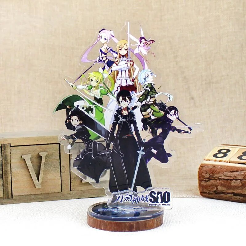 Mô hình Standee Sword Art Online Anime Yuuki Asuna Acrylic Kirigaya Kazuto Phụ kiện trang trí để bàn góc học tập