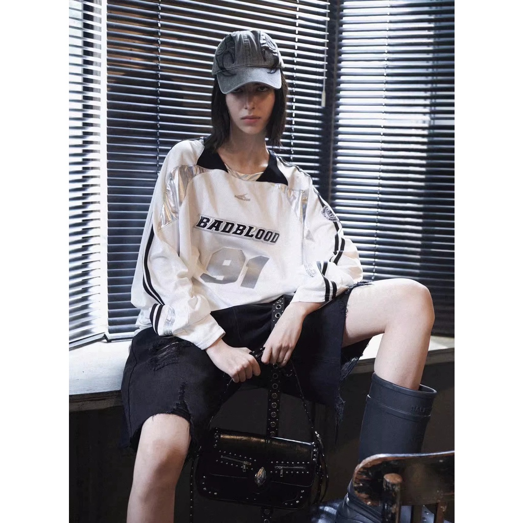 Badblood Áo Thun Dài Tay oversize Thời Trang Nữ