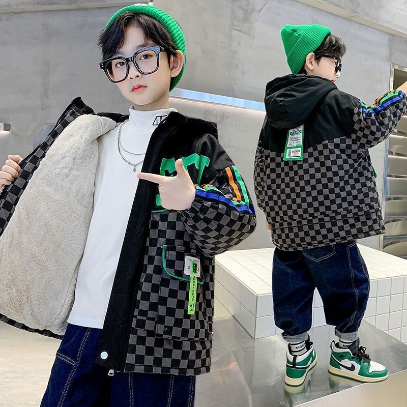 Bé trai nhung dày cotton áo khoác mùa đông mới mùa đông cotton áo ấm áo gió trẻ em áo khoác cotton hợp thời trang