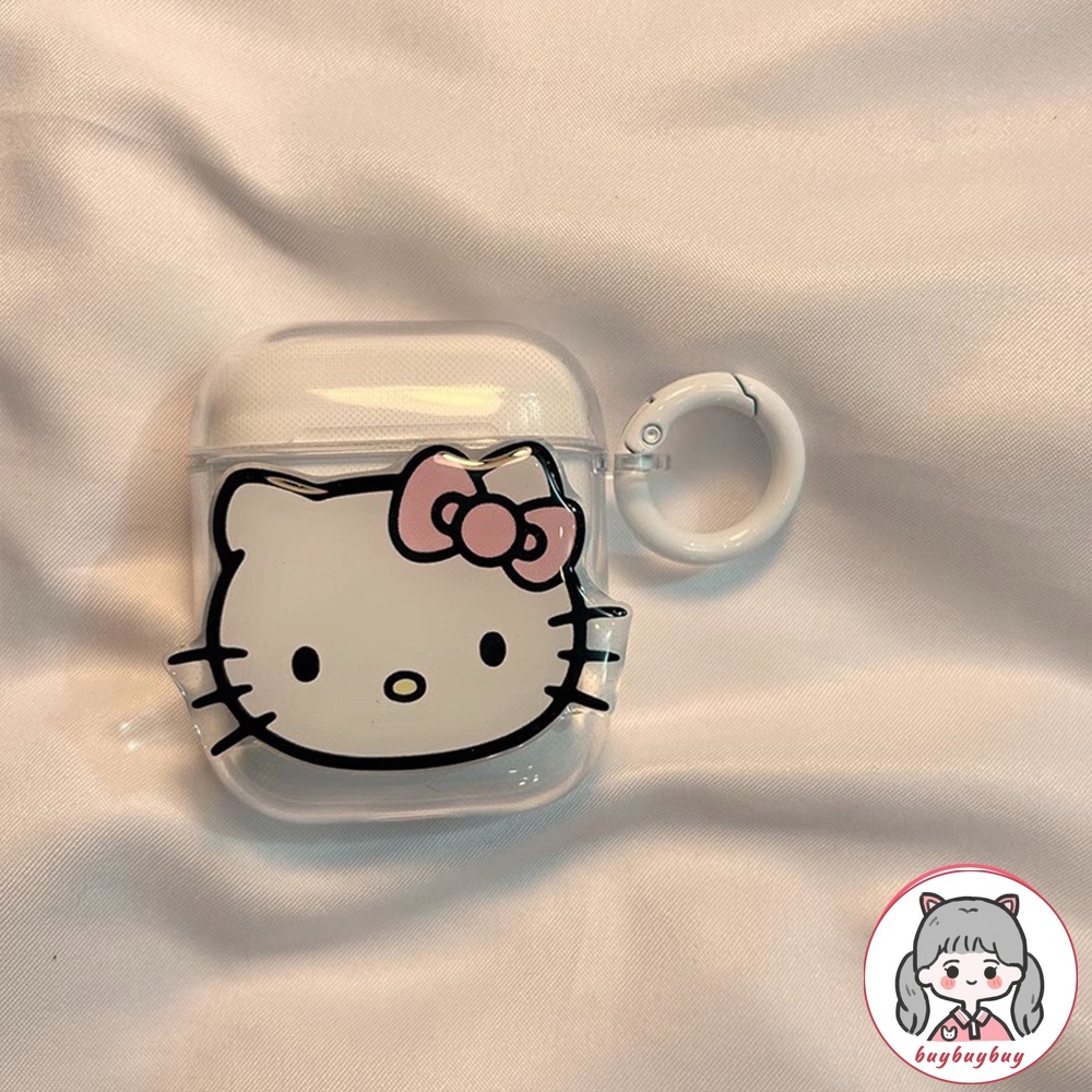 Dễ Thương Vỏ Bảo Vệ Hộp Sạc Tai Nghe airpods 1 / 2 / 3 / pro 2 bluetooth Không Dây Chất Liệu Silicon Hình hello kitty Dễ Thương