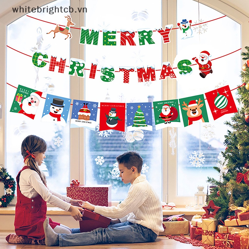 / / 2023 Cờ Giấy Treo Trang Trí Giáng Sinh / Chúc Mừng Năm Mới / Người Tuyết / Ông Già Noel