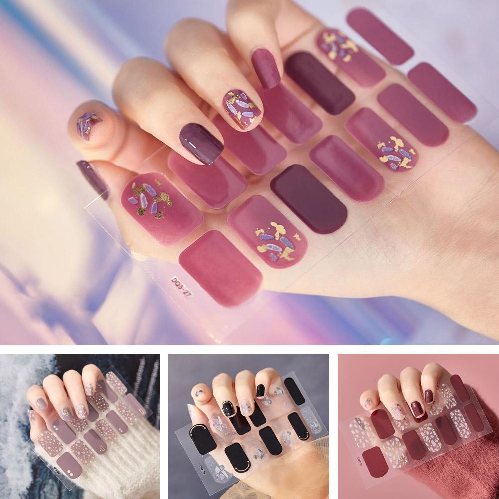 Miếng Dán gel uv Màu Trơn Trang Trí Móng Tay Nghệ Thuật f5l9