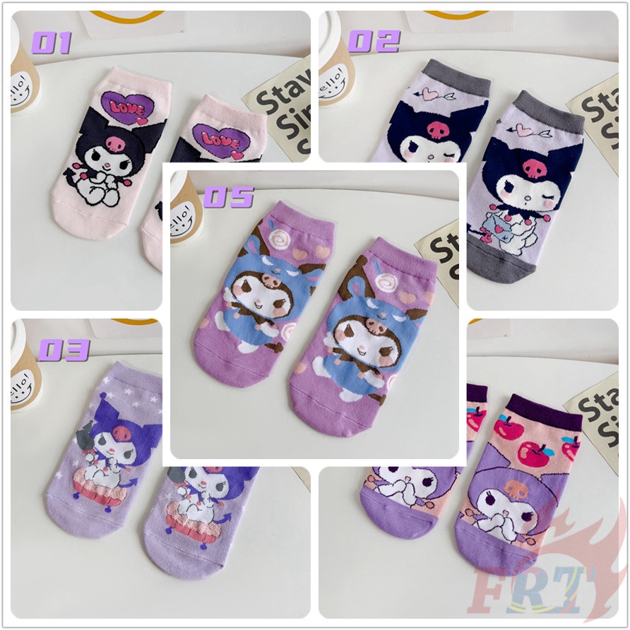 ❣️1 Cặp Vớ sanrio kuromi series 01 Thiết Kế Dễ Thương❣️Vớ cotton Ngắn Họa Tiết Hoạt Hình Dễ Thương Thoải Mái
