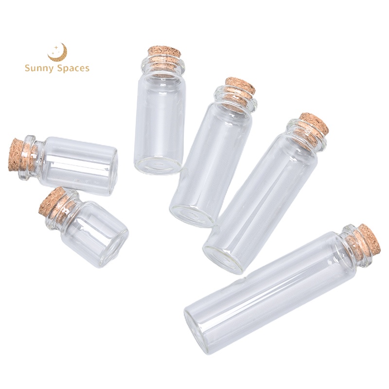 Set 10 Chai Thủy Tinh mini Có Nút Chặn Dùng Trang Trí Đám Cưới