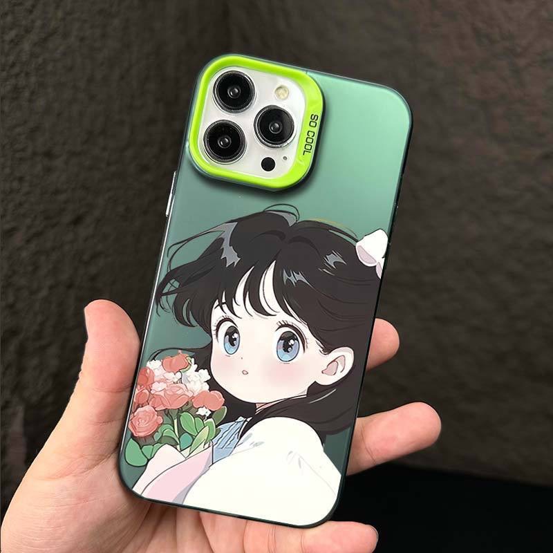 Ốp Điện Thoại Hình Cô Gái Và Bó Hoa Cho iphone 14promax / 13promax / 12promax / 14pro / 13pro / 12pro / 14 / 13 / 12 / 11