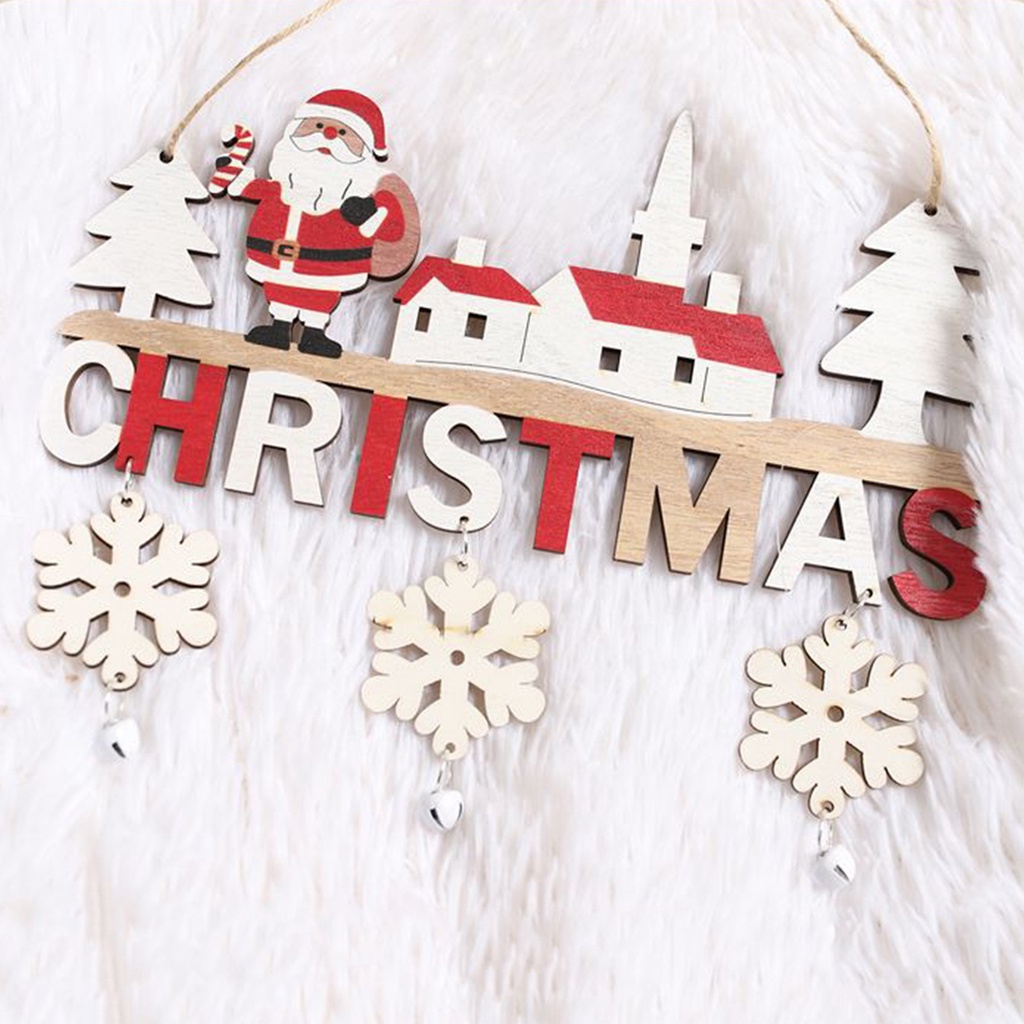 Biển Hiệu Treo Cửa Gỗ Trang Trí Giáng Sinh Hình Ông Già Noel / Người Tuyết / Nai Sừng Tấm