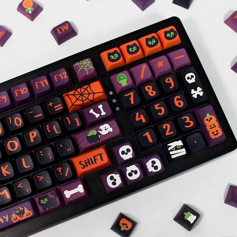 Keycap giới hạn Halloween, 135 phím, chiều cao XDA 9,5MM, thăng hoa PBT, phù hợp với bàn phím phím 87/68/84/104/108 ​
