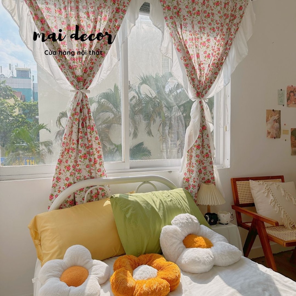 Rèm Hoa Hồng Rèm Treo Cửa Sổ, Rèm Cửa Ra Vào Phong Cách Đồng Quê Nước Pháp Thơ Mộng