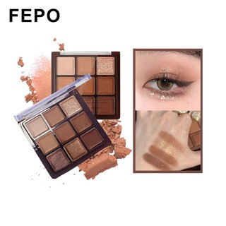 Fepo bảng phấn mắt fepo 9 màu sắc tông đất hiệu ứng ngọc trai