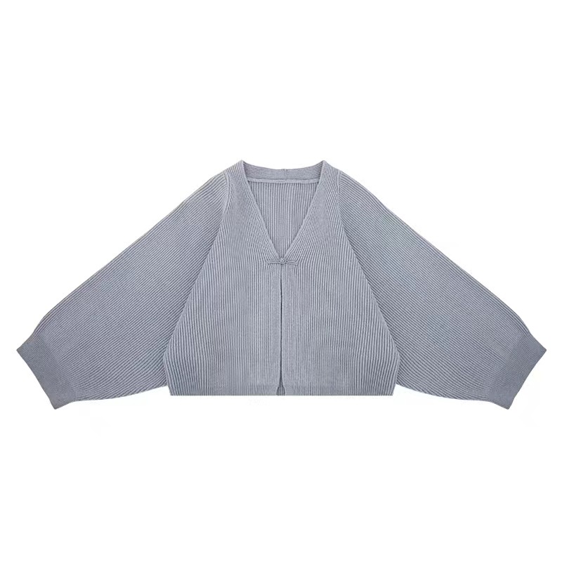 Áo Khoác cardigan Dệt Kim Thiết Kế Cổ Chữ v Phong Cách Trung Hoa
