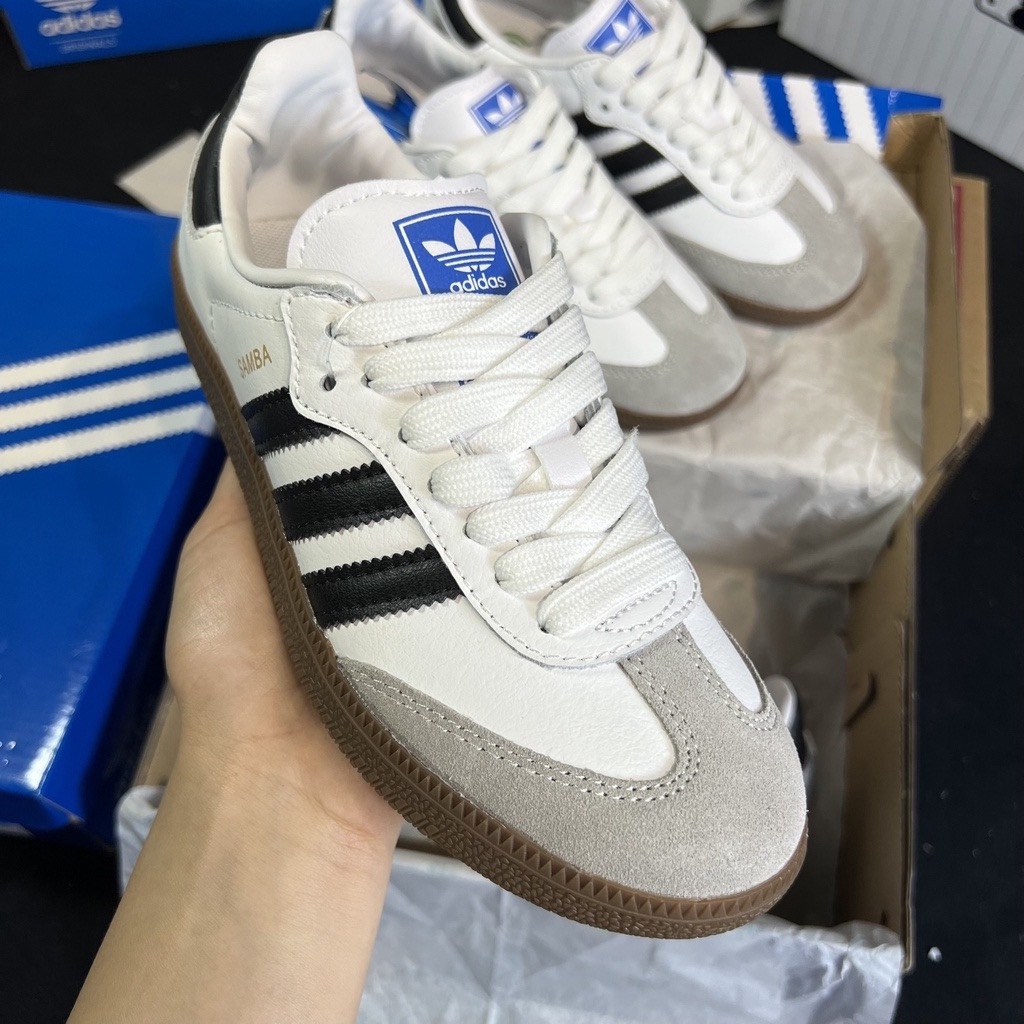 Giày Thể Thao Adidas Samba Trắng Đế Nâu Nam Nữ Unisex Hàng Hot Trend Fullbox