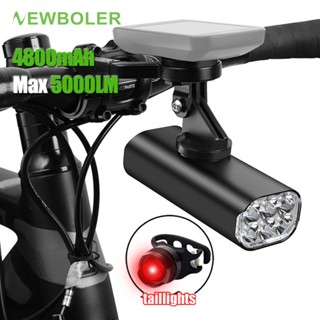 Đèn pin NEWBOLER 5000 lumens 6 bóng led sạc type-c 4800mah chống nước ipx6 đa năng cho xe đạp