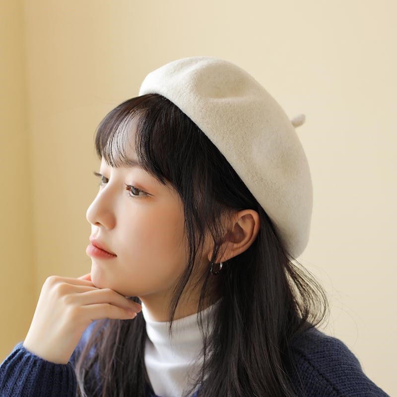 Mũ beret Len Cao Cấp Thiết Kế Trẻ Trung Phong Cách Thu Đông Hàn Quốc